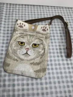 スコティッシュフォールド柄　スマホショルダーバッグ