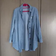 最終値下げ‼格安♪ヴィンテージ風・ヒッコリーデニム＊オーバーシャツ/M