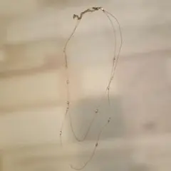 ゴールド 2連ネックレス ビーズ装飾