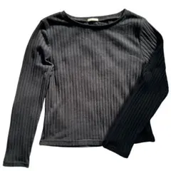 GU❤️リブ　長袖　トップス XL 黒　ニット　クルーネック