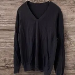 良品計画　トップス　ニット　長袖　無地　レディース　M　グレー　ウール　Vネック