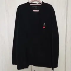 STUD MUFFIN ブラック Vネック 長袖カットソー LA刺繍