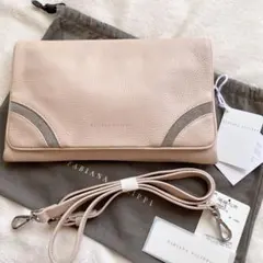 FABIANA FILIPPI(ファビアーナフィリッピ) ショルダーバッグ - ピンクベージュ×シルバー レザー 美品 ファビアナ フィリッピ FABIANA FILIPPI バッグ 2way