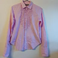 Ralph Lauren ピンクストライプ フリル付きシャツ 162