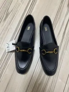 未使用品 美品 ZARA レザー ローファー 24センチ 黒