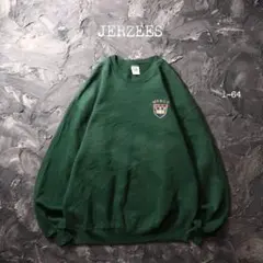 80’s JERZEES トレーナー USA製　紋章　刺繍　グリーン