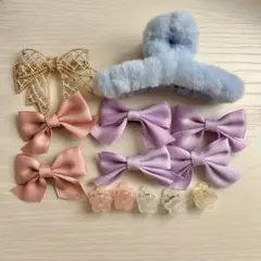 ヘアアクセサリー13点セット　リボン　ヘアピン　クリップ