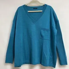 NOMBRE IMPAIR ニット Vネック F ターコイズブルー ゆったり　春のサムネイル