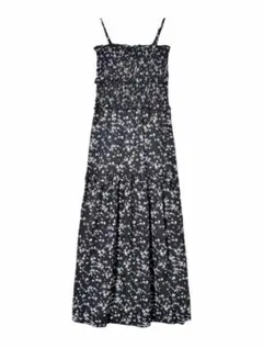 SHEIN 小花柄 ロング キャミワンピース 黒