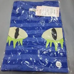 新品 120cm 半袖 SHISKY 猫 Tシャツ 半端丈 サマー 青ボーダー