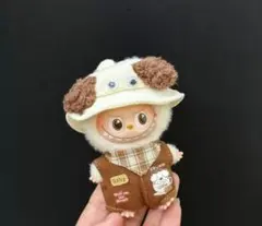 ミニラブブ 犬帽子 ぬい服 着せ替え服 4点セット 白 茶色 チェック