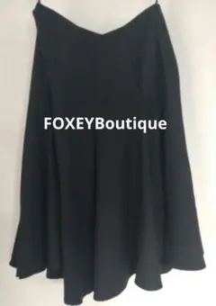 日本製FOXEYBoutique黒ブラックフレアースカートシルク混size40のサムネイル