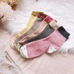 レディース 靴下 ボーダー柄 5足　カジュアル シンプル おしゃれ　プレゼント