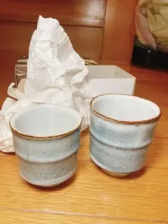 益子焼 食器　テーブル用品 湯呑み湯飲みペア 新品未使用 箱入り保管品
