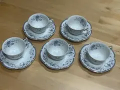 【未使用品】NARUMI 青い花柄ティーカップ5個セット