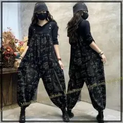 【～3L4L】アンソニーロゴプリント☆デニムサロペット/オーバーオール