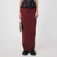 マウジー【0】ペンシルマキシスカート タイト ウォッシュ加工デニム 脚長効果