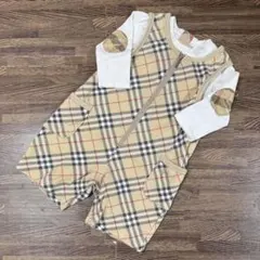 【美品】バーバリーロンパースセットアップ70ノバチェック