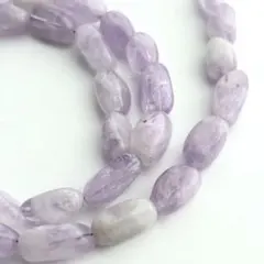 天然石　ラベンダーアメジスト　9-14×4-10mm　一連　天然石ビーズ　貫通穴