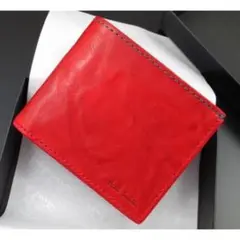 ★残りわずか★新品★箱付 ポールスミス 人気クラッシュレザー 折り財布 赤★