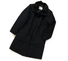 美品 Aquascutum アクアスキュータム ファー付高級レディースコート 黒のサムネイル