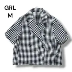 GRL ギンガムチェック ダブルジャケット M ５分袖　白　黒　グレーのサムネイル