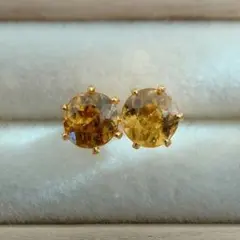 ✧天然石グリニッシュイエロースフェーン3.5mm✧　ピアス　サージカルステンレス