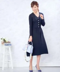 PrimaScherrer ワンピース パールボタン ワイドリブ ニットのサムネイル