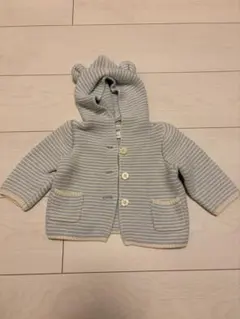 【1回着用】baby GAP くま耳フードカーディガン 3-6ヶ月