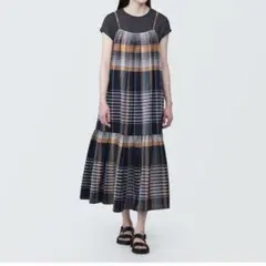 無印良品　マドラスチェック　キャミソールワンピース