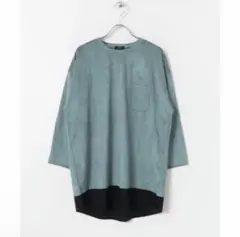 値下げ【新品】URBAN RESEARCH フェイクスエード7分Tシャツグリーンのサムネイル