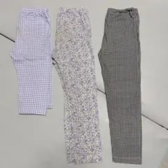 ユニクロ レギンス 120 紫 パープル ギンガムなど 3本
