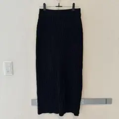 リブ編み ブラック タイトスカート サイズF 春秋