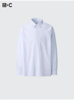 【新品完売品】ユニクロC ブロードオーバーサイズシャツ/ストライプ ブルー XL