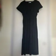ブラック 半袖ロングワンピース Mサイズ