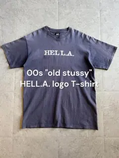 00s old stussy HELL.A. Tシャツ ネイビー M Y2K