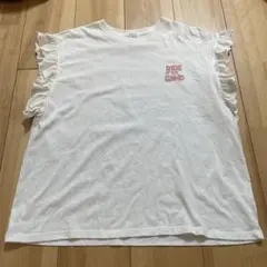 COEN フリルスリーブ ロゴTシャツ ホワイト M