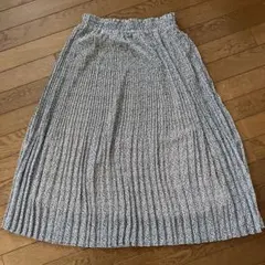 コムサ イズム　プリーツロングスカート ホワイト×ブラック