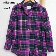 niko and... SHIRT パープル系チェックシャツ サイズ3