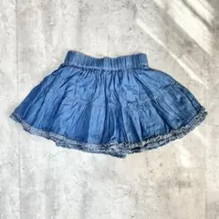 Y2K デニム風 ティアード ミニスカート フリル バレエコア