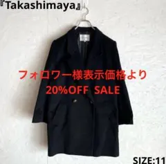 カシミヤ100%【Takashimaya】ウールコート　ミディコート　黒　11