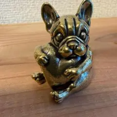 真鍮製 フレンチブルドッグ 置物（ハート）抱っこ　オブジェのサムネイル