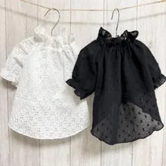 なな様専用です　チュニックブラウス　黒ドット生地　犬服　ハンドメイド