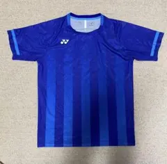 YONEX バドミントンシャツ L 青 ストライプ