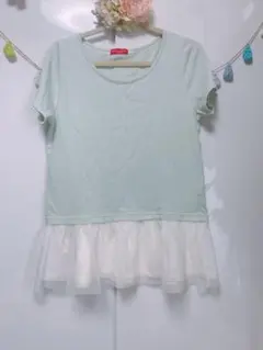earth 裾フリル Tシャツ ミントグリーン