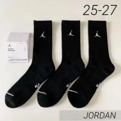 【新品】ジョーダン ナイキ バスケ クルーソックス 25-27cm 3足組 黒