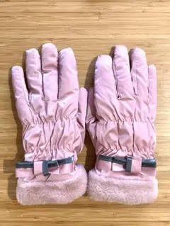 ピンク ファー付き 冬用手袋 フリーサイズ