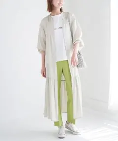 【新品・未使用】Rope Picnic　　ローウエスト切替サテンシャツワンピース