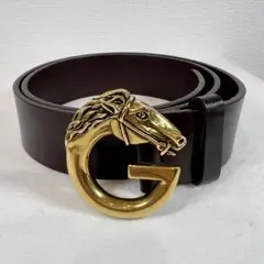 GUCCI/グッチ/ホースヘッド Gバックル/レザーベルト/茶のサムネイル