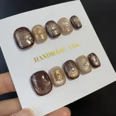 ネイルチップ No.35 ボルドー ニュアンス べっ甲 ミラーネイル - メルカリ